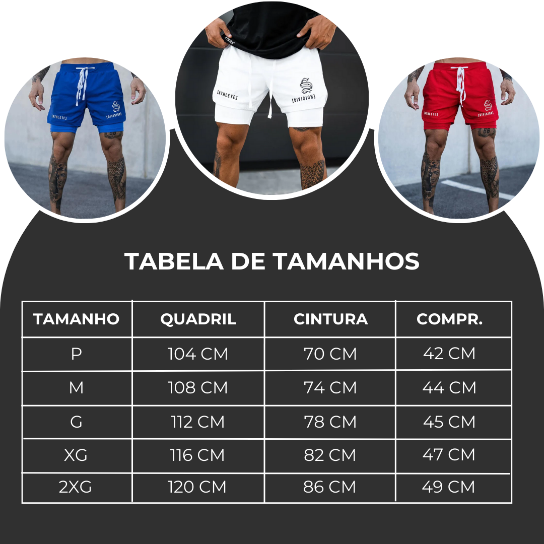 Shorts Dryfit Division | 2 em 1 | Secagem Rápida