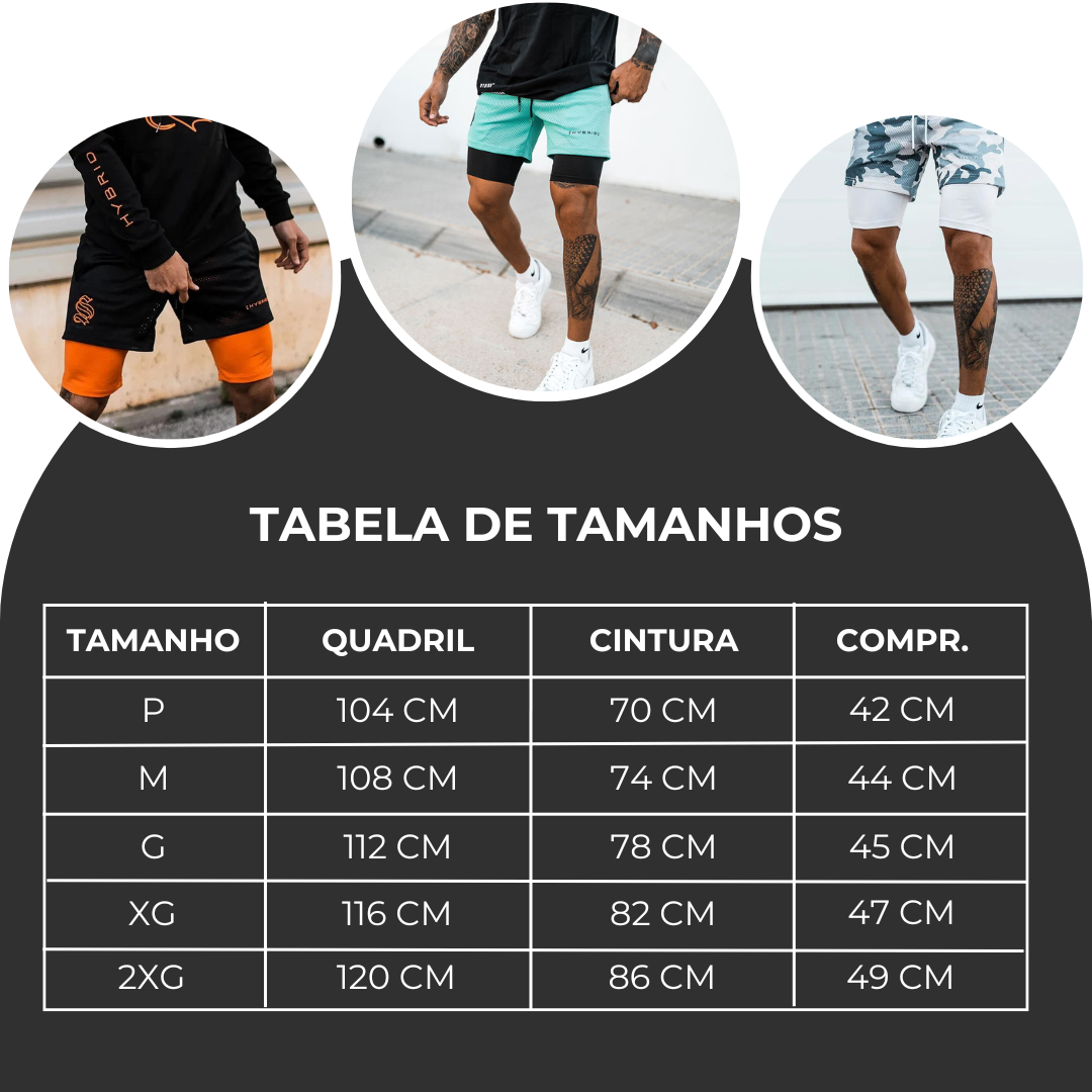 Compre 2 e Leve +1 Grátis - Shorts Dryfit Hybrid | 2 em 1 | Secagem Rápida | Respirável