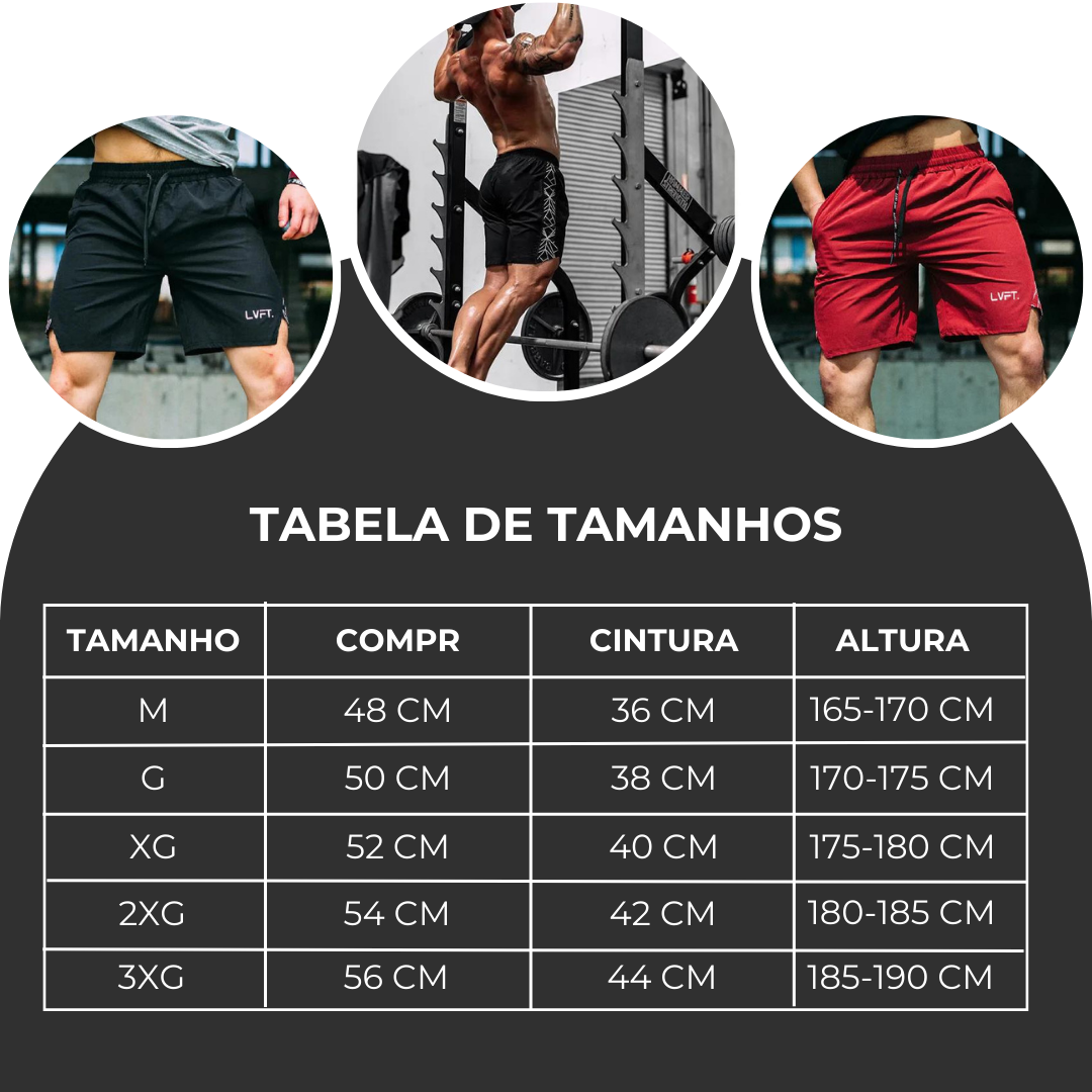 Shorts Masculino LVFT | Novo Tipo de Secagem Rápida | Confortáveis e Respirável | Treino, Corrida e Casual